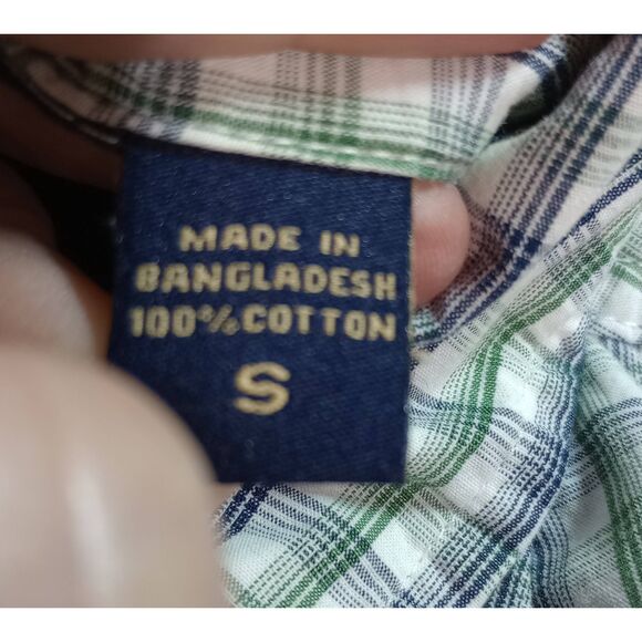 Wrangler Shirt Men's Small Green Blue‎ Button Front - Picture 6 of 7